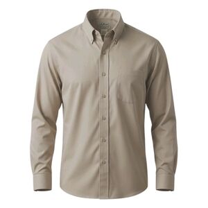 L.L.Bean Men's Khaki Button-Down Shirt Size Medium Reg Traditional Fit 100% Cott